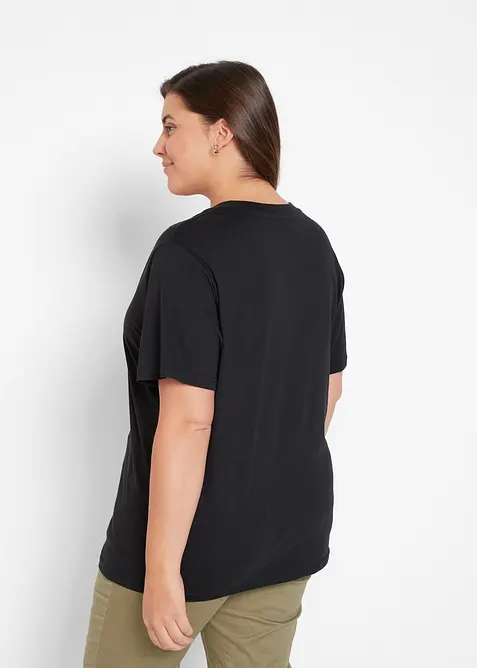 Vid, lang topp med V-hals, kortermet (5-pack), bonprix