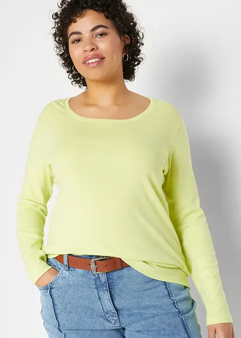 Langermet topp i 100% &oslash;kologisk bomull, bonprix