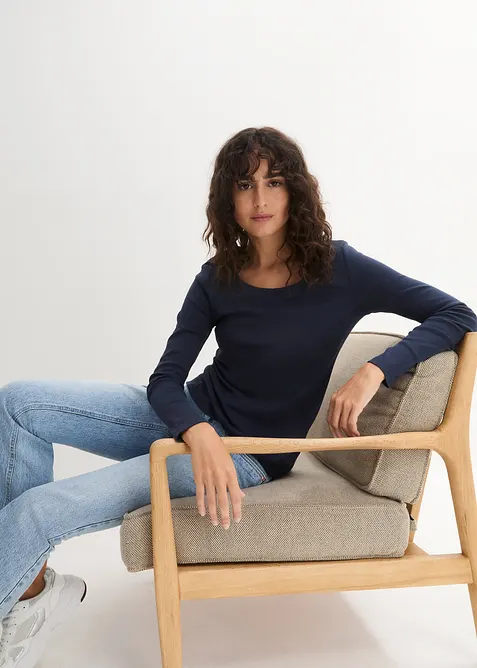 Langermet topp i 100% &oslash;kologisk bomull, bonprix