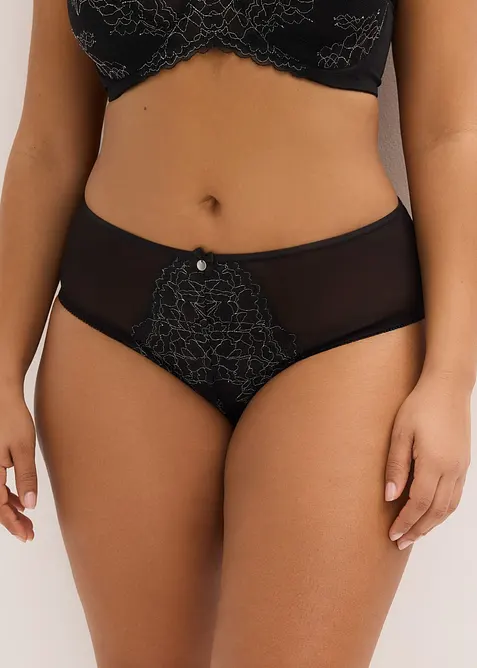 Truse med h&oslash;y midje og nydelige blonder, bonprix