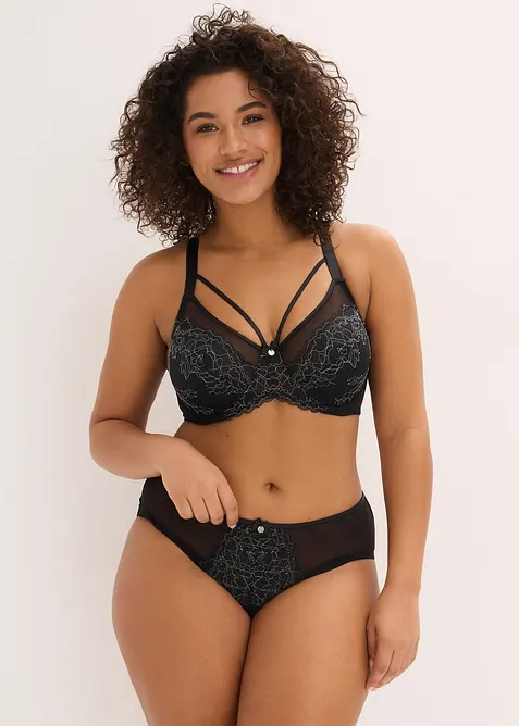 Truse med h&oslash;y midje og nydelige blonder, bonprix