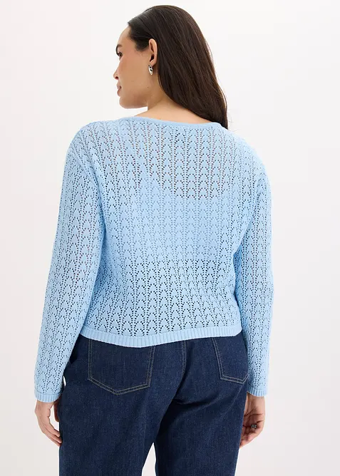 Cardigan i 100% bomull med hullm&oslash;nster, bonprix