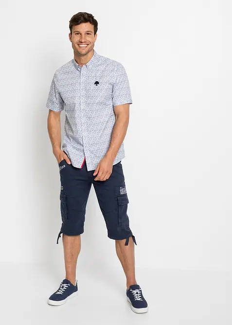 Bermudashorts i lang modell med stretch og cargolommer, Regular Fit, bonprix