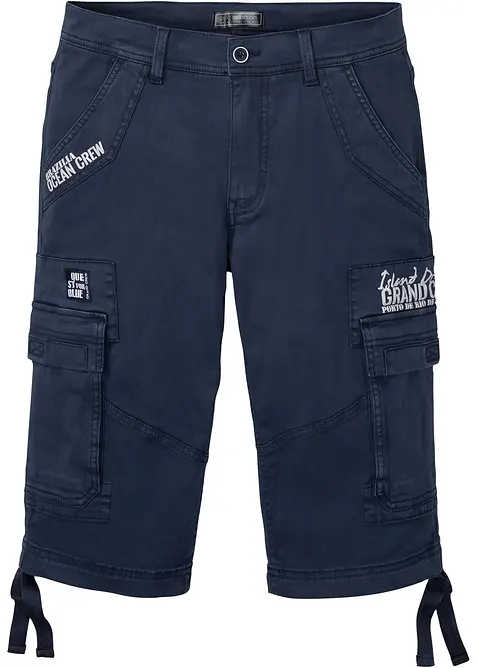 Bermudashorts i lang modell med stretch og cargolommer, Regular Fit, bonprix