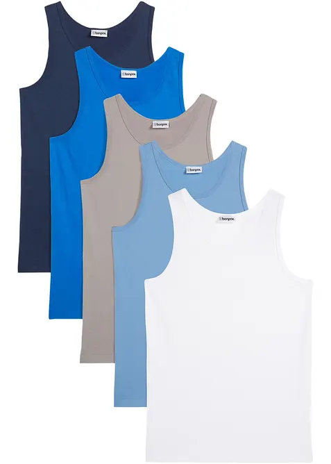 Singlet med myk bomull (5-pack), bonprix