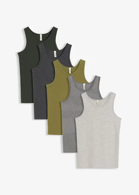 Singlet med myk bomull (5-pack), bonprix
