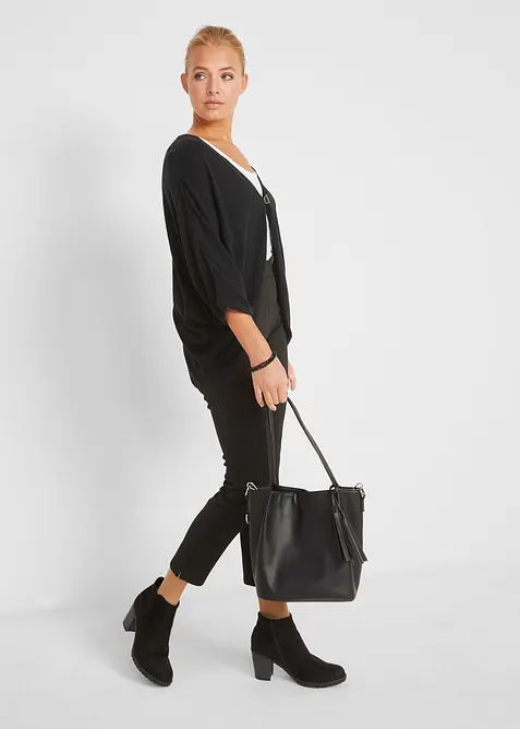 Finstrikket cardigan i 100% bomull, bonprix