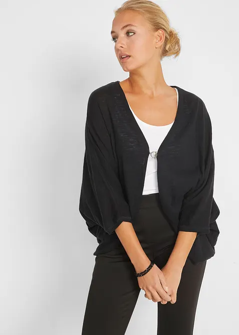 Finstrikket cardigan i 100% bomull, bonprix
