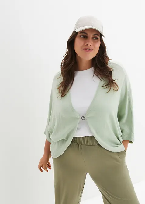 Finstrikket cardigan i 100% bomull, bonprix