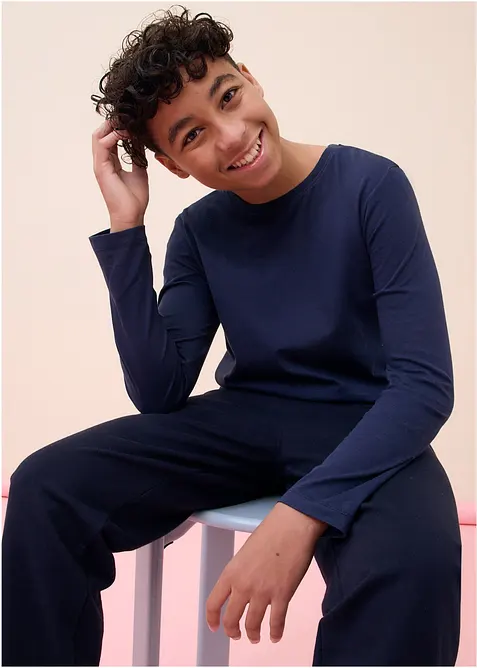 Langermet topp med &oslash;kologisk bomull (5-pack), bonprix