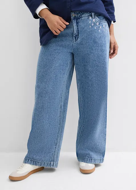 Wide leg-jeans, Mid Waist, bonprix