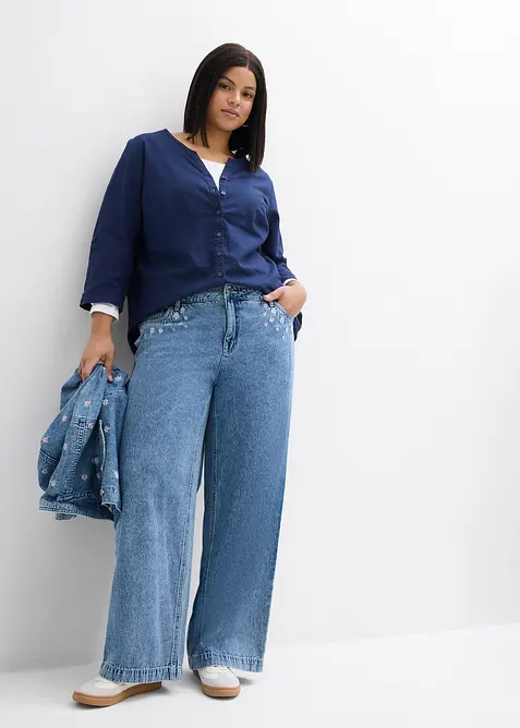 Wide leg-jeans, Mid Waist, bonprix