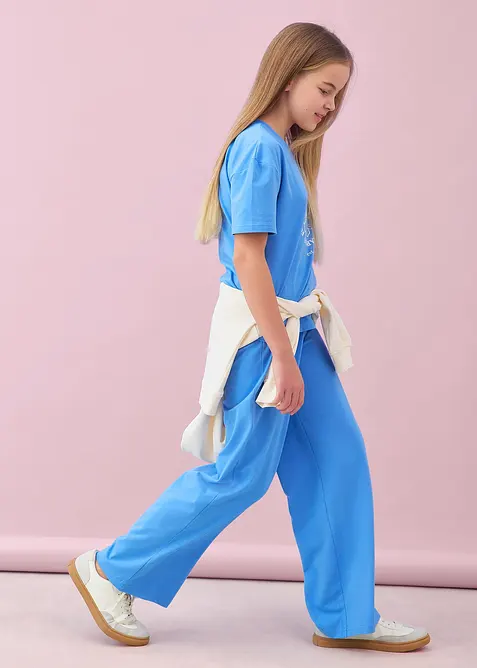 Topp og jerseybukse (sett i 2 deler) av elastisk bomullsmiks, bonprix