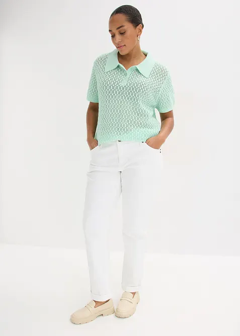 Genser i 100% bomull med hullm&oslash;nster, bonprix