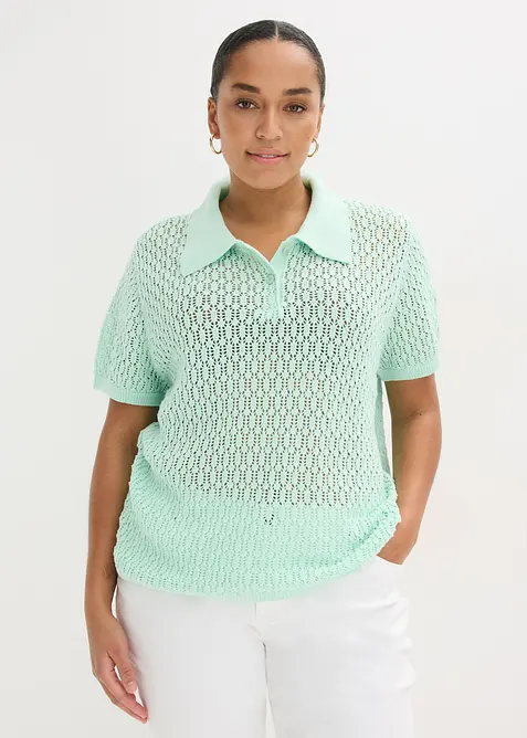 Genser i 100% bomull med hullm&oslash;nster, bonprix