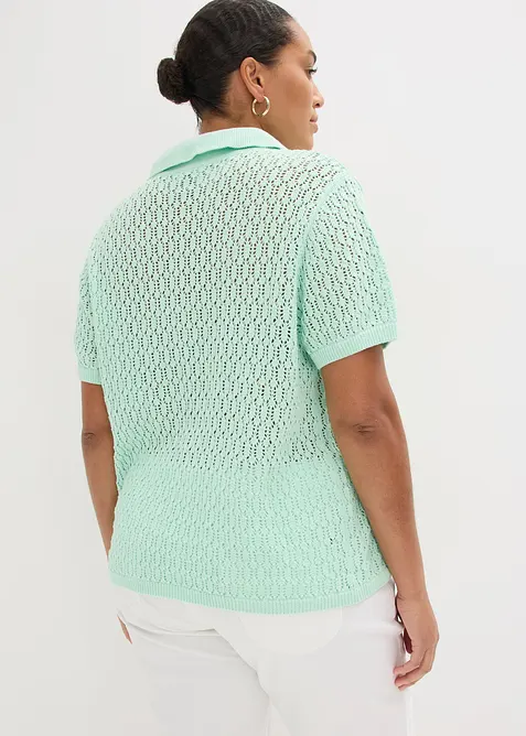 Genser i 100% bomull med hullm&oslash;nster, bonprix