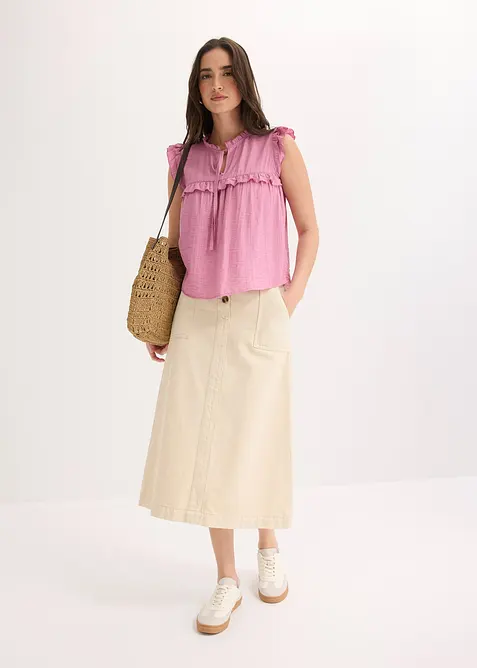 Ermel&oslash;s bluse i viskosemiks, bonprix