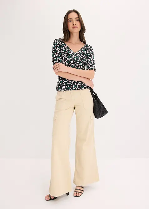 Topp i bomull med elastan, bonprix