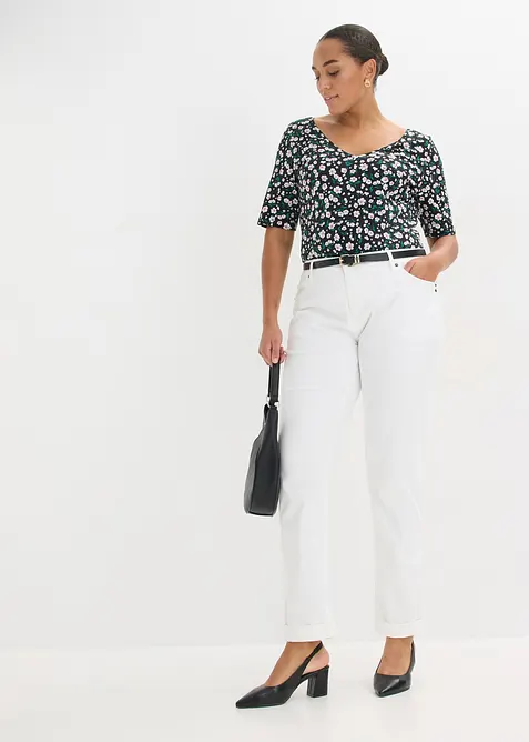 Topp i bomull med elastan, bonprix