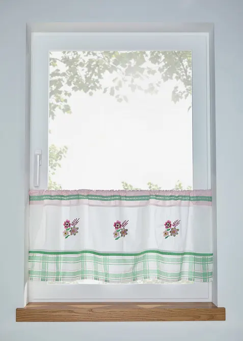 Gardinkappe i &oslash;kologisk bomull med broderi, bonprix