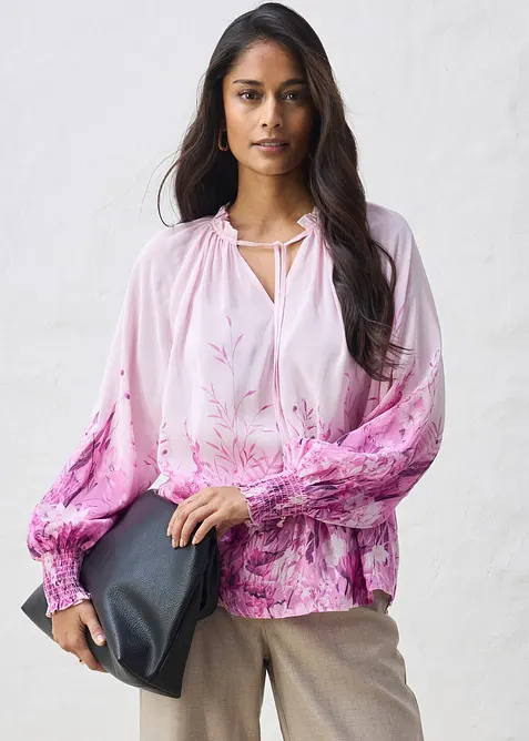 Bluse med silke, bonprix