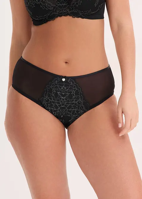 Truse med h&oslash;y midje og nydelige blonder, bonprix