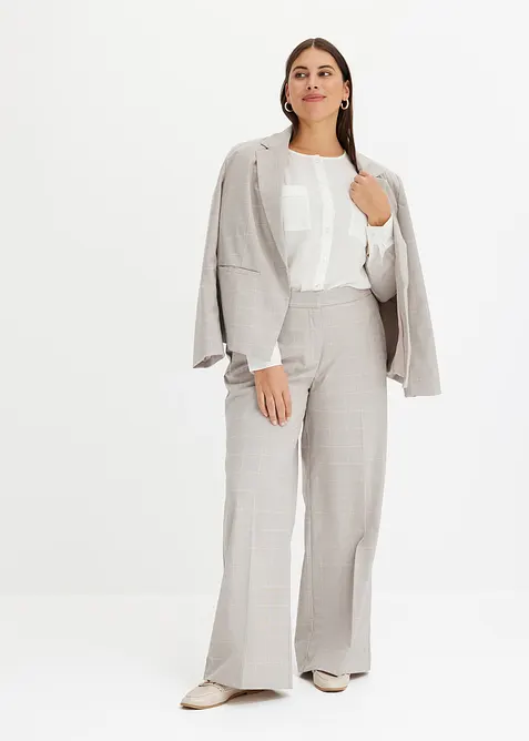 Bukse med viskose, vide ben og glencheck-m&oslash;nster, bonprix