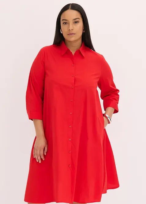 Skjortekjole i strukturert poplin, bonprix