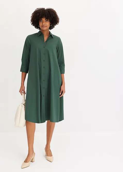 Skjortekjole i strukturert poplin, bonprix
