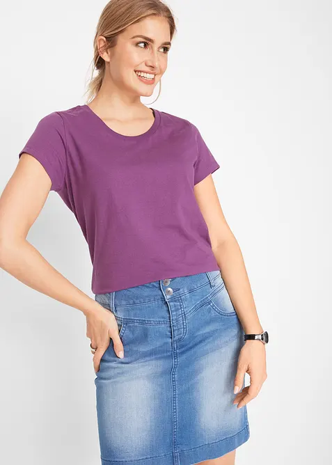 Topp med rund hals (5-pack), bonprix