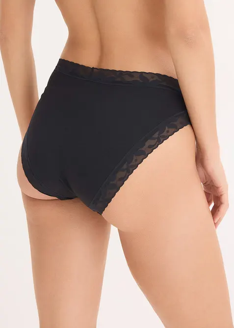 Truse med h&oslash;y midje og blonder (5-pack), bonprix