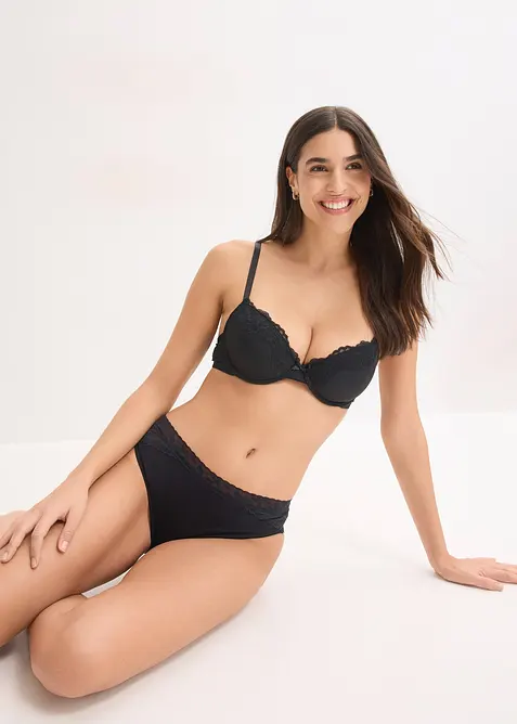 Truse med h&oslash;y midje og blonder (5-pack), bonprix