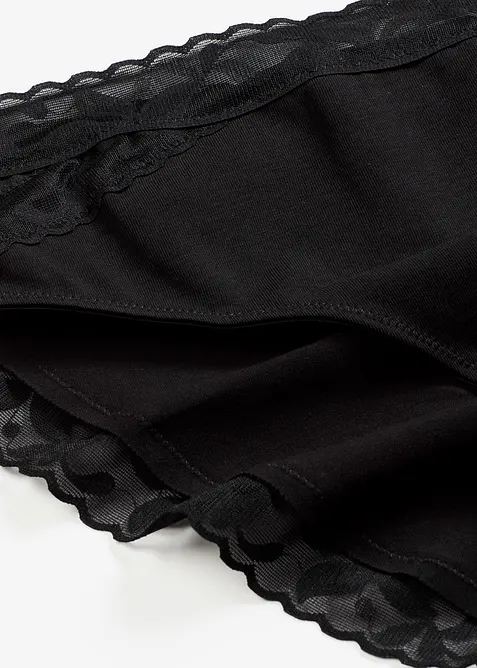 Truse med h&oslash;y midje og blonder (5-pack), bonprix