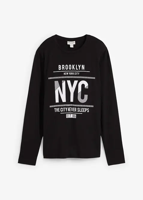 Langermet topp i 100% &oslash;kologisk bomull, Slim Fit, bonprix