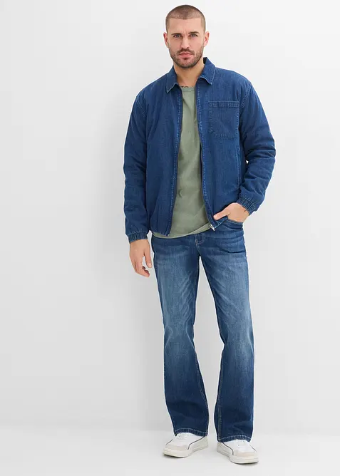 Langermet shirt i 100% bomull med vasket effekt, bonprix