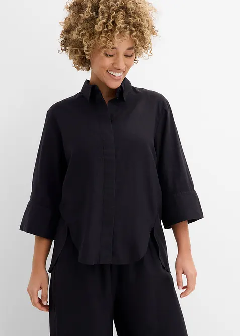 Skjorte i kj&oslash;lende linmiks, bonprix