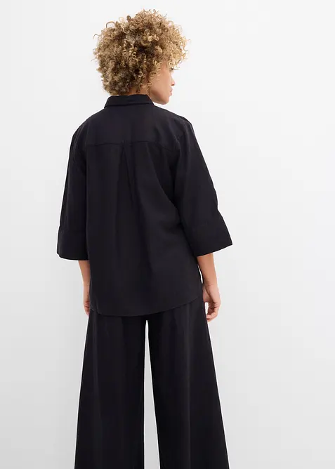 Skjorte i kj&oslash;lende linmiks, bonprix