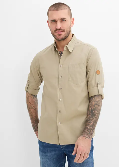 Langermet skjorte i 100% &oslash;kologisk bomull, bonprix