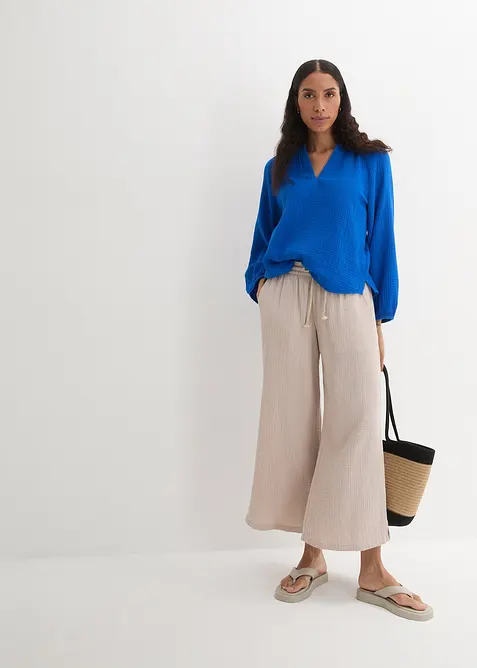 Oversized bluse i musselin, bonprix