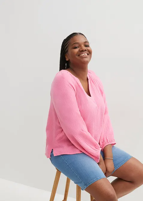 Oversized bluse i musselin, bonprix