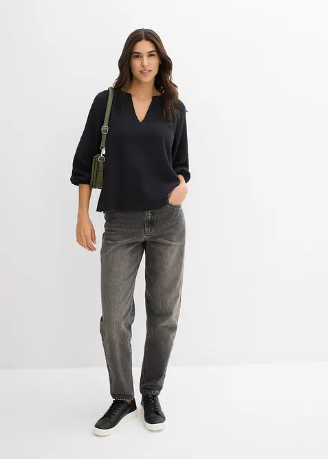 Oversized bluse i musselin, bonprix