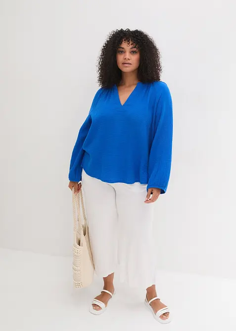 Oversized bluse i musselin, bonprix