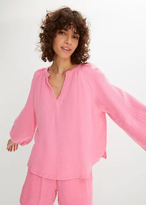 Oversized bluse i musselin, bonprix