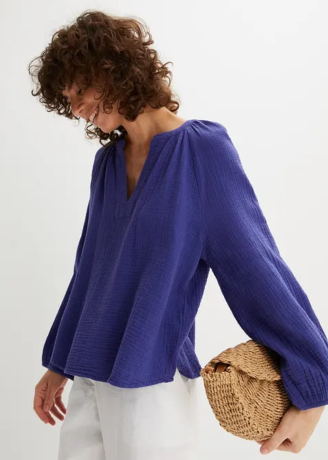 Oversized bluse i musselin, bonprix