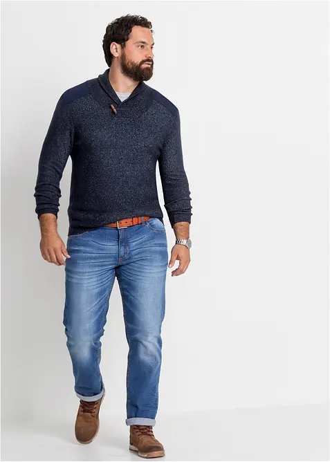 Finstrikket genser med sjalkrage, bonprix