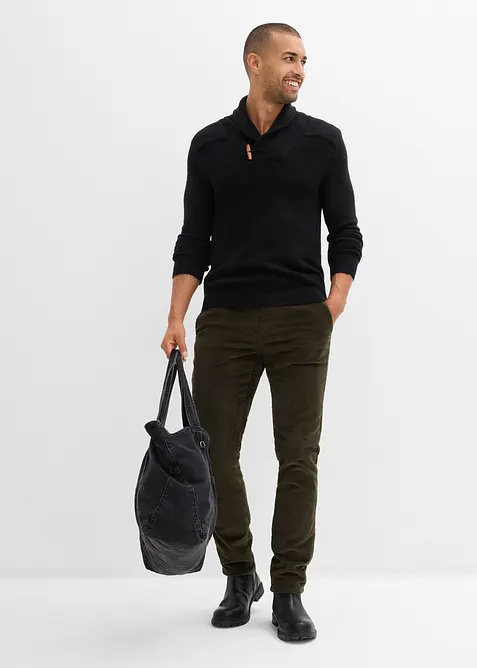 Finstrikket genser med sjalkrage, bonprix