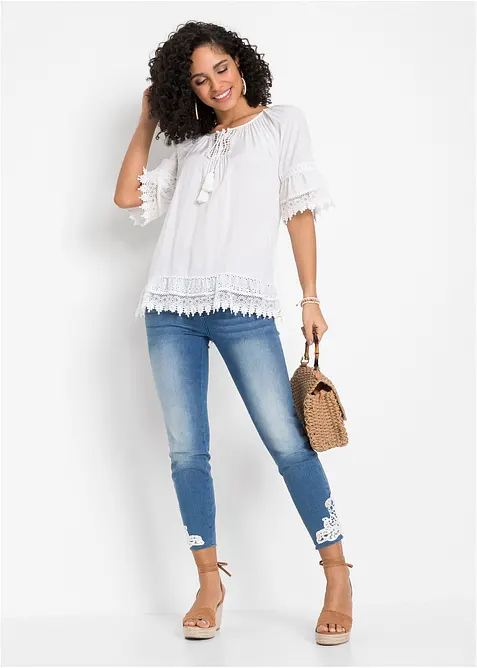 Tunika i myk viskose med blonder, bonprix