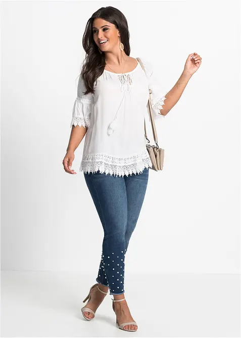 Tunika i myk viskose med blonder, bonprix