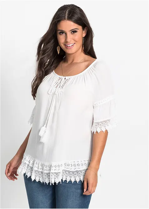 Tunika i myk viskose med blonder, bonprix