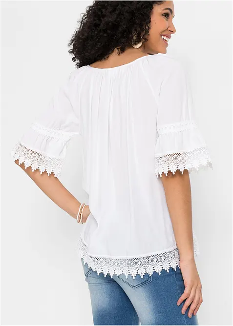 Tunika i myk viskose med blonder, bonprix